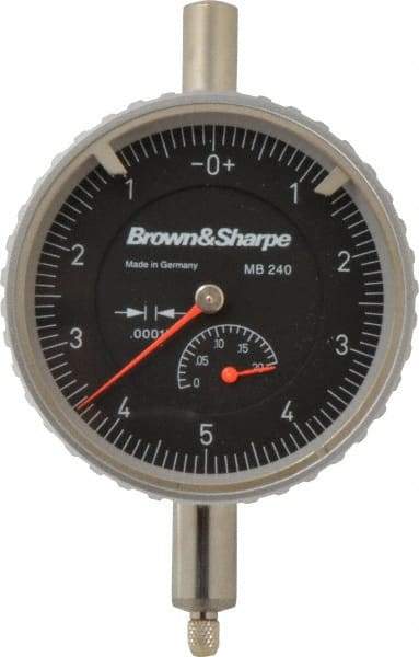 TESA Brown & Sharpe - 0.2" Range, 0-5-0 Dial Reading, 0.0001" Graduation Dial Drop Indicator - 2-1/4" Dial, 0.01" Range per Revolution, Revolution Counter - Americas Industrial Supply