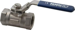 NIBCO - 1" Pipe, Reduced Port, Carbon Steel Standard Ball Valve - 1 Piece, Inline - One Way Flow, FNPT x FNPT Ends, Locking Lever Handle, 2,000 WOG - Americas Industrial Supply