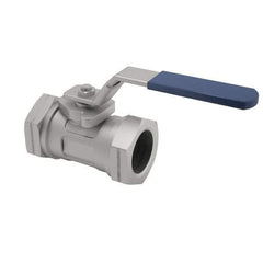 NIBCO - 3/8" Pipe, Reduced Port, Carbon Steel Standard Ball Valve - 1 Piece, Inline - One Way Flow, FNPT x FNPT Ends, Locking Lever Handle, 2,000 WOG - Americas Industrial Supply