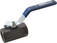 NIBCO - 1" Pipe, Carbon Steel Standard Ball Valve - 1 Piece, Inline - One Way Flow, FNPT x FNPT Ends, Lever Handle, 2,000 WOG - Americas Industrial Supply