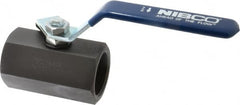 NIBCO - 1-1/2" Pipe, Carbon Steel Standard Ball Valve - 1 Piece, Inline - One Way Flow, FNPT x FNPT Ends, Lever Handle, 1,500 WOG - Americas Industrial Supply