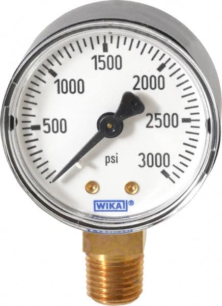 Wika - 2" Dial, 1/4 Thread, 0-3,000 Scale Range, Pressure Gauge - Lower Connection Mount, Accurate to 3-2-3% of Scale - Americas Industrial Supply