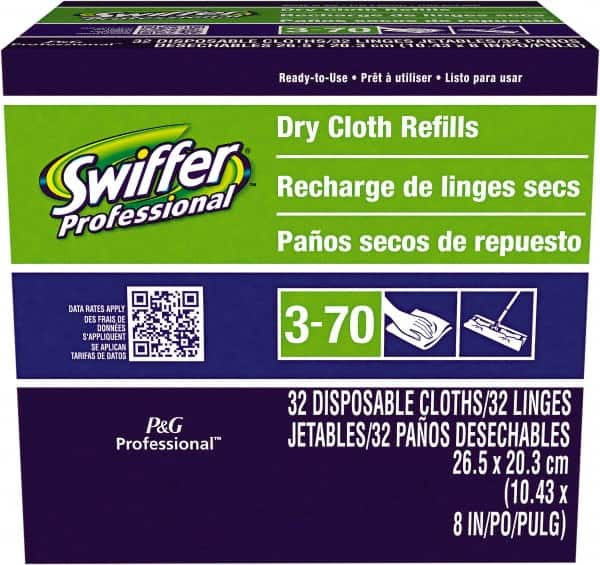 Swiffer - White Mop Refill - 8" Long x 10-5/8" Wide Head, Microfiber Head - Americas Industrial Supply