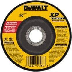 DeWALT - 24 Grit, 7" Wheel Diam, 3/32" Wheel Thickness, 7/8" Arbor Hole, Type 27 Depressed Center Wheel - Zirconia Alumina, Resinoid Bond, 8,700 Max RPM - Americas Industrial Supply
