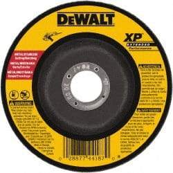 DeWALT - 24 Grit, 5" Wheel Diam, 3/32" Wheel Thickness, Type 27 Depressed Center Wheel - Zirconia Alumina, Resinoid Bond, 12,200 Max RPM - Americas Industrial Supply