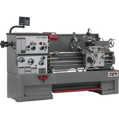 Jet - 14" Swing, 40" Between Centers, 230 Volt, Triple Phase Engine Lathe - 7MT Taper, 7-1/2 hp, 42 to 1,800 RPM, 3-1/8" Bore Diam, 40" Deep x 46-7/8" High x 97-1/2" Long - Americas Industrial Supply