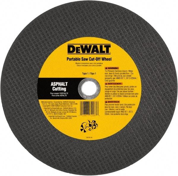 DeWALT - 12" 24 Grit Silicon Carbide Cutoff Wheel - 1/8" Thick, 1" Arbor, 6,400 Max RPM, Use with Gas Powered Saws - Americas Industrial Supply