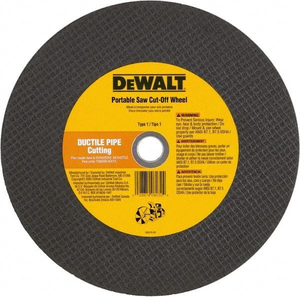 DeWALT - 12" 24 Grit Aluminum Oxide Cutoff Wheel - 1/8" Thick, 1" Arbor, 6,400 Max RPM, Use with Gas Powered Saws - Americas Industrial Supply