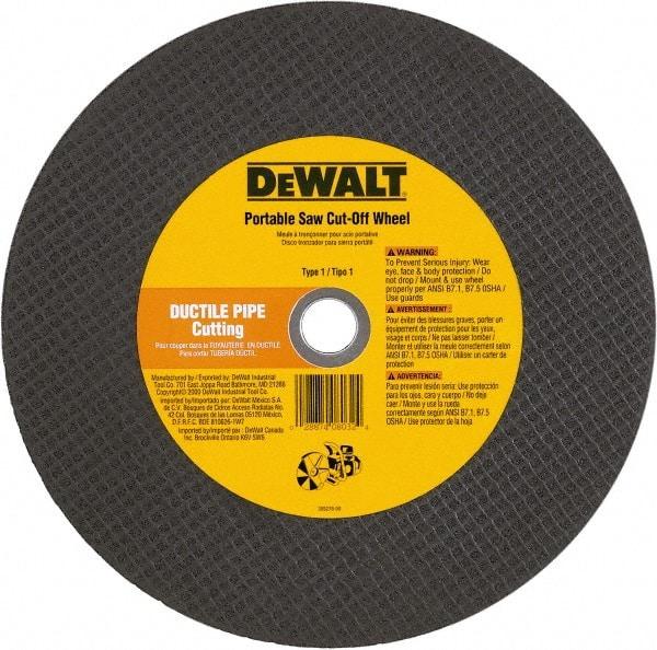DeWALT - 12" 24 Grit Aluminum Oxide Cutoff Wheel - 1/8" Thick, 20mm Arbor, 6,400 Max RPM, Use with Gas Powered Saws - Americas Industrial Supply