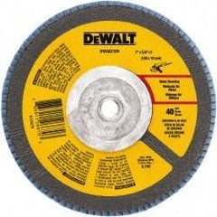 DeWALT - 60 Grit, 7" Disc Diam, 5/8-11 Center Hole, Type 29 Zirconia Alumina Flap Disc - 8,700 Max RPM, Poly Cotton Backing, Arbor Attaching System, Coated - Americas Industrial Supply