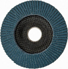 DeWALT - 60 Grit, 4-1/2" Disc Diam, 7/8" Center Hole, Type 29 Zirconia Alumina Flap Disc - 13,300 Max RPM, Poly Cotton Backing, Arbor Attaching System, Coated - Americas Industrial Supply
