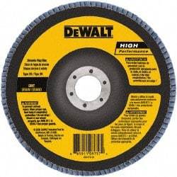 DeWALT - 40 Grit, 6" Disc Diam, 5/8-11 Center Hole, Type 29 Zirconia Alumina Flap Disc - 10,100 Max RPM, Poly Cotton Backing, Arbor Attaching System, Coated - Americas Industrial Supply