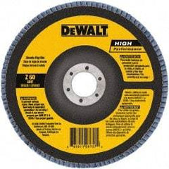 DeWALT - 80 Grit, 5" Disc Diam, 5/8-11 Center Hole, Type 27 Zirconia Alumina Flap Disc - 12,200 Max RPM, Poly Cotton Backing, Arbor Attaching System, Coated - Americas Industrial Supply