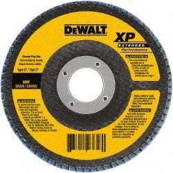 DeWALT - 60 Grit, 5" Disc Diam, 5/8-11 Center Hole, Type 29 Zirconia Alumina Flap Disc - 12,200 Max RPM, Poly Cotton Backing, Arbor Attaching System, Coated - Americas Industrial Supply