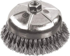 DeWALT - 6" Diam, 5/8-11 Threaded Arbor, Steel Fill Cup Brush - 0.02 Wire Diam, 1-3/8" Trim Length, 6,600 Max RPM - Americas Industrial Supply