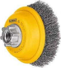 DeWALT - 6" Diam, 5/8-11 Threaded Arbor, Steel Fill Cup Brush - 0.014 Wire Diam, 1-3/8" Trim Length, 6,600 Max RPM - Americas Industrial Supply