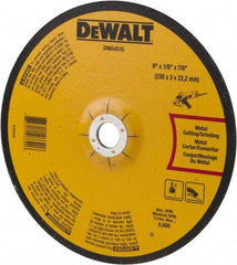 DeWALT - 24 Grit, 9" Wheel Diam, 1/8" Wheel Thickness, 7/8" Arbor Hole, Type 27 Depressed Center Wheel - Aluminum Oxide, Diamond Matrix Bond, 6,600 Max RPM, Compatible with Angle Grinder - Americas Industrial Supply