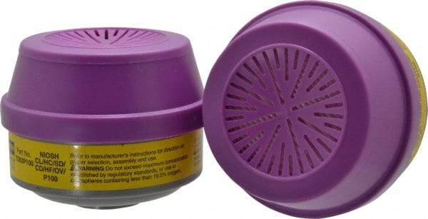 North - Yellow and Purple P100 Cartridge and Filter Combination - Series 7583, Protects Against Acid Gas, Organic Vapor - Americas Industrial Supply