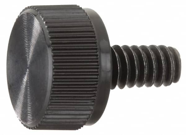 Made in USA - #6-32 Knurled Shoulder Steel Thumb Screw - 3/8" OAL, 3/8" Head Diam - Americas Industrial Supply