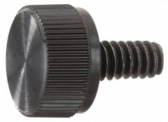 Made in USA - #4-40 Knurled Shoulder Steel Thumb Screw - 5/16" OAL, 5/16" Head Diam - Americas Industrial Supply