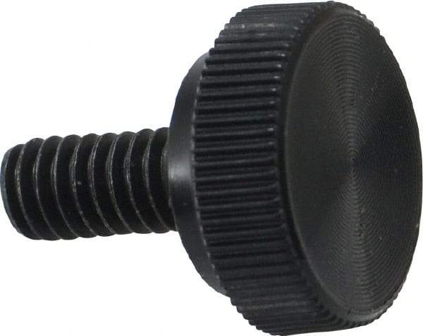 Made in USA - #8-32 Knurled Shoulder Steel Thumb Screw - 3/8" OAL, 1/2" Head Diam - Americas Industrial Supply