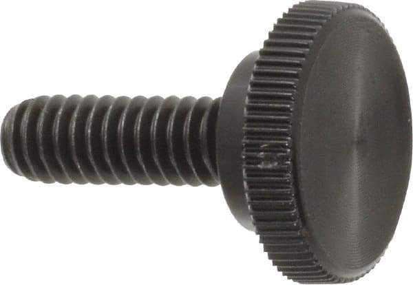 Made in USA - 1/4-20 Knurled Shoulder Steel Thumb Screw - 3/4" OAL, 3/4" Head Diam - Americas Industrial Supply