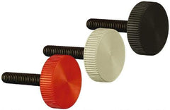 Made in USA - 1/4-20 Knurled Shoulder Steel Thumb Screw - 1" OAL, 1" Head Diam - Americas Industrial Supply