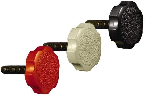 Made in USA - 1/4-20 Rosette Shoulder Steel Thumb Screw - 1-1/2" OAL, 1-1/2" Head Diam - Americas Industrial Supply