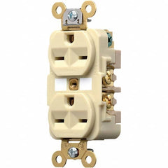 Hubbell Wiring Device-Kellems - 250 VAC 15A NEMA 6-15R Industrial Grade Ivory Straight Blade Duplex Receptacle - Americas Industrial Supply