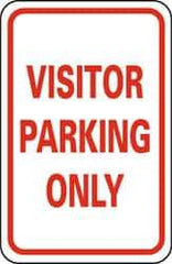 NMC - "Visitor Parking Only", 12" Wide x 18" High, Aluminum Parking Lot Traffic Signs - 0.063" Thick, Red on White, Rectangle, Post Mount - Americas Industrial Supply