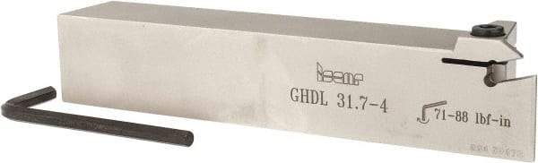 Iscar - GHD, External, Left Hand, 0.4" Max Depth of Cut, 0.157 to 0.197" Groove Width, Indexable Grooving Tool Holder - GI.. Insert Compatibility, 1-1/4" Shank Height, 1-1/4" Shank Width, 7" OAL - Americas Industrial Supply