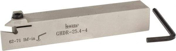 Iscar - External Thread, 0.4" Max Depth of Cut, 0.157" Min Groove Width, 6" OAL, Right Hand Indexable Grooving Cutoff Toolholder - 1" Shank Height x 1" Shank Width, GI.., GPV.., TIP.. Insert Style, GHD Toolholder Style, Series Cut Grip - Americas Industrial Supply