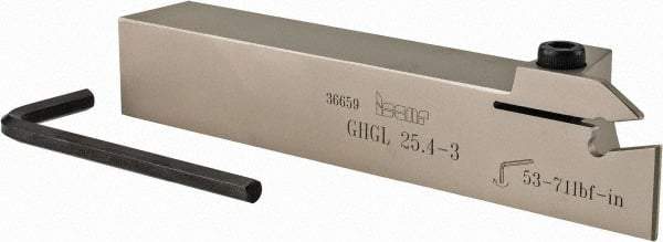 Iscar - External Thread, 0.118" Min Groove Width, 6" OAL, Left Hand Indexable Grooving Cutoff Toolholder - 0.096 Seat Size, 1" Shank Height x 1" Shank Width, GI../TIP Insert Style, GHG Toolholder Style, Series Cut Grip - Americas Industrial Supply