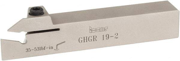 Iscar - GHG, External, Right Hand, 1.34" Max Depth of Cut, 0.016 to 3/32" Groove Width, Indexable Grooving Tool Holder - GI..,TIP.. Insert Compatibility, 3/4" Shank Height, 3/4" Shank Width, 4-1/2" OAL - Americas Industrial Supply