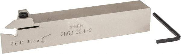 Iscar - GHG, External, Right Hand, 1.34" Max Depth of Cut, 0.016 to 3/32" Groove Width, Indexable Grooving Tool Holder - GI..,TIP.. Insert Compatibility, 1" Shank Height, 1" Shank Width, 6" OAL - Americas Industrial Supply