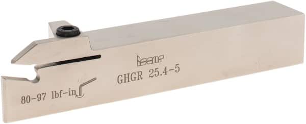 Iscar - External Thread, 1" Max Depth of Cut, 0.185" Min Groove Width, 6" OAL, Right Hand Indexable Grooving Cutoff Toolholder - 1" Shank Height x 1" Shank Width, GI.. Insert Style, GHG Toolholder Style, Series Cut Grip - Americas Industrial Supply