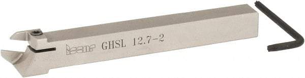 Iscar - GHS, External, Left Hand, 1" Max Depth of Cut, 0.087 to 1/8" Groove Width, Indexable Grooving Tool Holder - GIG, GIM, GIP, TIP Insert Compatibility, 1/2" Shank Height, 1/2" Shank Width, 4.72" OAL - Americas Industrial Supply