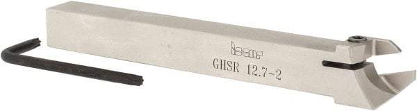 Iscar - GHS, External, Right Hand, 1" Max Depth of Cut, 0.087 to 1/8" Groove Width, Indexable Grooving Tool Holder - GIG, GIM, GIP, TIP Insert Compatibility, 1/2" Shank Height, 1/2" Shank Width, 4.72" OAL - Americas Industrial Supply