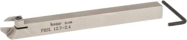 Iscar - PHS, External, Left Hand, 1/2" Max Depth of Cut, 3/32 to 1/8" Groove Width, Indexable Grooving Tool Holder - GDMW 2.4 Insert Compatibility, 1/2" Shank Height, 1/2" Shank Width, 5.9" OAL - Americas Industrial Supply