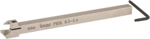 Iscar - PHS, External, Left Hand, 3/32 to 1/8" Groove Width, Indexable Grooving Tool Holder - GDMW 2.4 Insert Compatibility, 3/8" Shank Height, 3/8" Shank Width, 5-29/32" OAL - Americas Industrial Supply