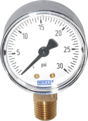 Wika - 2" Dial, 1/4 Thread, 0-30 Scale Range, Pressure Gauge - Lower Connection Mount, Accurate to 3-2-3% of Scale - Americas Industrial Supply
