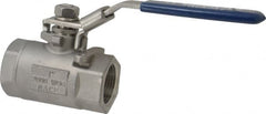 NIBCO - 1" Pipe, Standard Port, Stainless Steel Standard Ball Valve - 2 Piece, Inline - One Way Flow, FNPT x FNPT Ends, Locking Lever Handle, 2,000 WOG, 150 WSP - Americas Industrial Supply