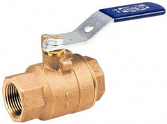 NIBCO - 2" Pipe, Standard Port, Bronze Oxygen Service Ball Valve - 2 Piece, Inline - One Way Flow, FNPT x FNPT Ends, Lever Handle, 600 WOG, 150 WSP - Americas Industrial Supply
