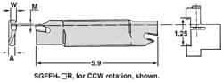 Iscar - 1.2598" Blade Height, 0.2047" Blade Width, 5.9055" OAL, Left Hand Cut, Double End Indexable Cut-Off Blade - 20mm Max Depth of Cut, SGFFH Blade - Americas Industrial Supply