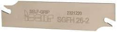 Iscar - 1.0236" Blade Height, 1/16" Blade Width, 4.3307" OAL, Right Hand Cut, Double End Indexable Cut-Off Blade - SGFH Blade, Self Grip Series - Americas Industrial Supply