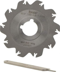 Iscar - Arbor Hole Connection, 0.049" Cutting Width, 1.18" Depth of Cut, 3.94" Cutter Diam, 1" Hole Diam, 10 Tooth Indexable Slotting Cutter - SGSF Toolholder, GSFN, GSFU Insert - Americas Industrial Supply