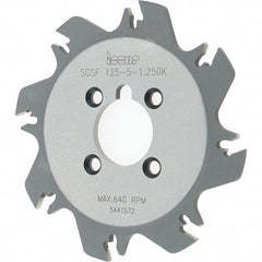 Iscar - Arbor Hole Connection, 1.36" Depth of Cut, 4.92" Cutter Diam, 1-1/4" Hole Diam, 8 Tooth Indexable Slotting Cutter - SGSF Toolholder, GSFN Insert - Americas Industrial Supply
