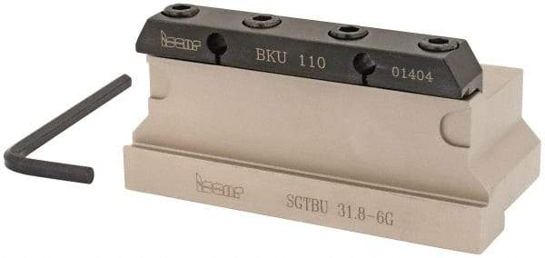 Iscar - Tool Block Style SGTBU, 1.26" Blade Height, 4.33" OAL, 2.1"& OAH, Indexable Cutoff Blade Tool Block - 1-1/4" Shank Height, 1.14" Shank Width, Reversible, Through Coolant, Series Self Grip - Americas Industrial Supply
