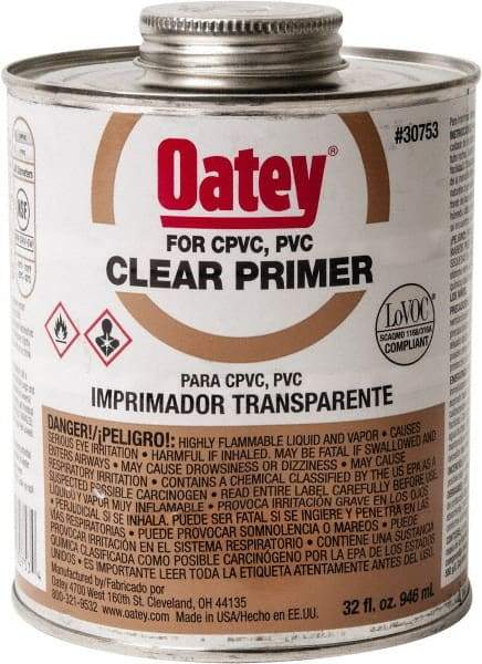 Oatey - 32 oz All Purpose Primer/Cleaner - Clear, Use with PVC - Americas Industrial Supply