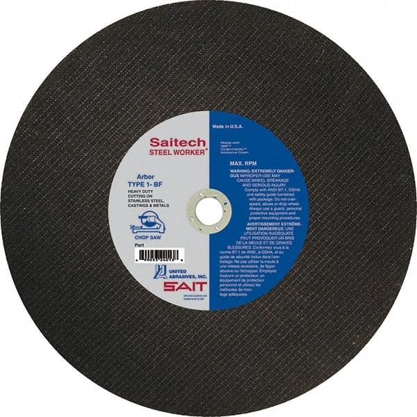 Sait - 14" Ceramic Cutoff Wheel - 3/32" Thick, 1" Arbor, 4,400 Max RPM, Use with Chop Saws - Americas Industrial Supply